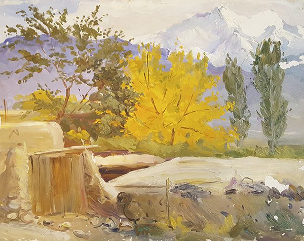 Landscape, 1960`s. Oil, cardboard, 34x47cm.